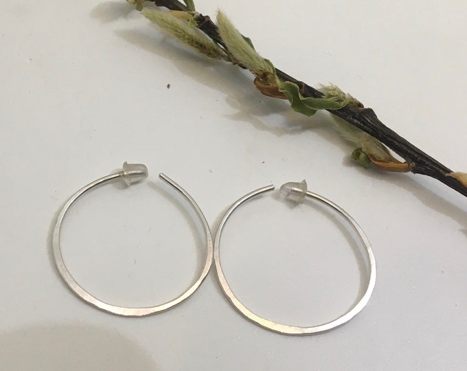 Small sterling silver hoops handmade minimalist earrings, gift for her