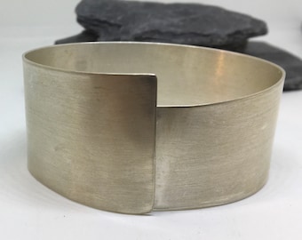 Handmade Sterling silver wide bangle bracelet. Minimalist. Gift for her. Gift for him. Unisex