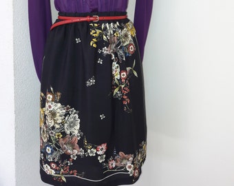 Couture skirt, elegant, printed cotton, square scarf style, elegant