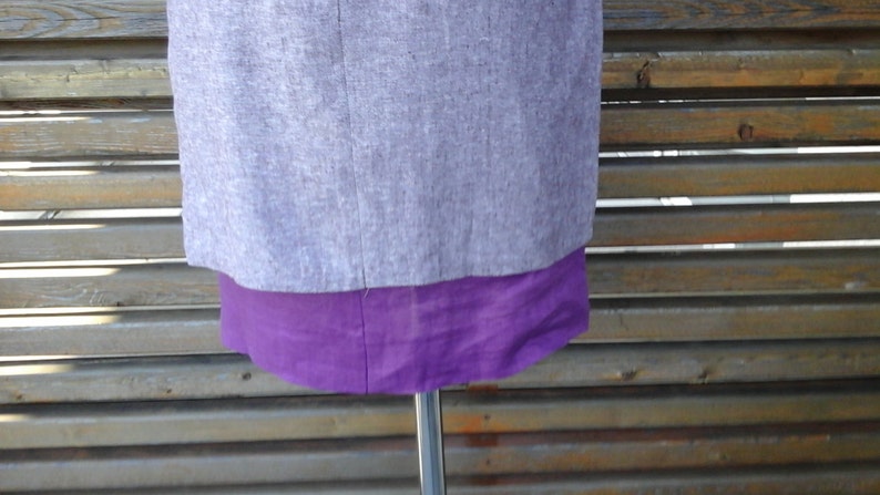 Bi-material linen and cotton dress image 3