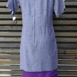 Bi-material linen and cotton dress image 4
