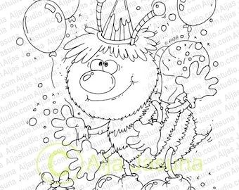 Digital Stamp, Bee, Coloring Page, Birthday, Baby, Balloon, Digi Stamp, scrapbooking, Child, Baby stamps,