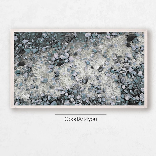 Samsung Frame TV Art, Instant Digital Download, Grey Color Artwork, Original photography, Photo Wall Art, Rocks Stones Pebbles Image, Ice