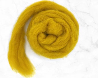 Corriedale carded wool for wool crafts. 100g Mustard