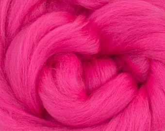 super-wash merino| wool top roving| barbie pink| 100g|