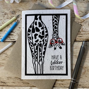 South African Birthday Card | Afrikaans | Plantable Seed Card | Greeting Card | Eco Friendly | HAVE A LEKKER BIRTHDAY | Braai | Giraffe