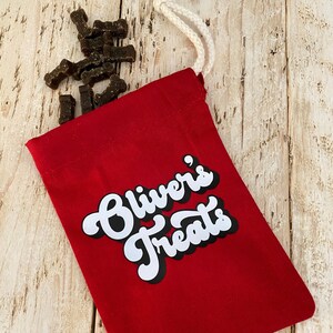 Personalisierte Hunde Leckerlitasche (oder jedes Haustier!) Kordelzug/Stofftasche