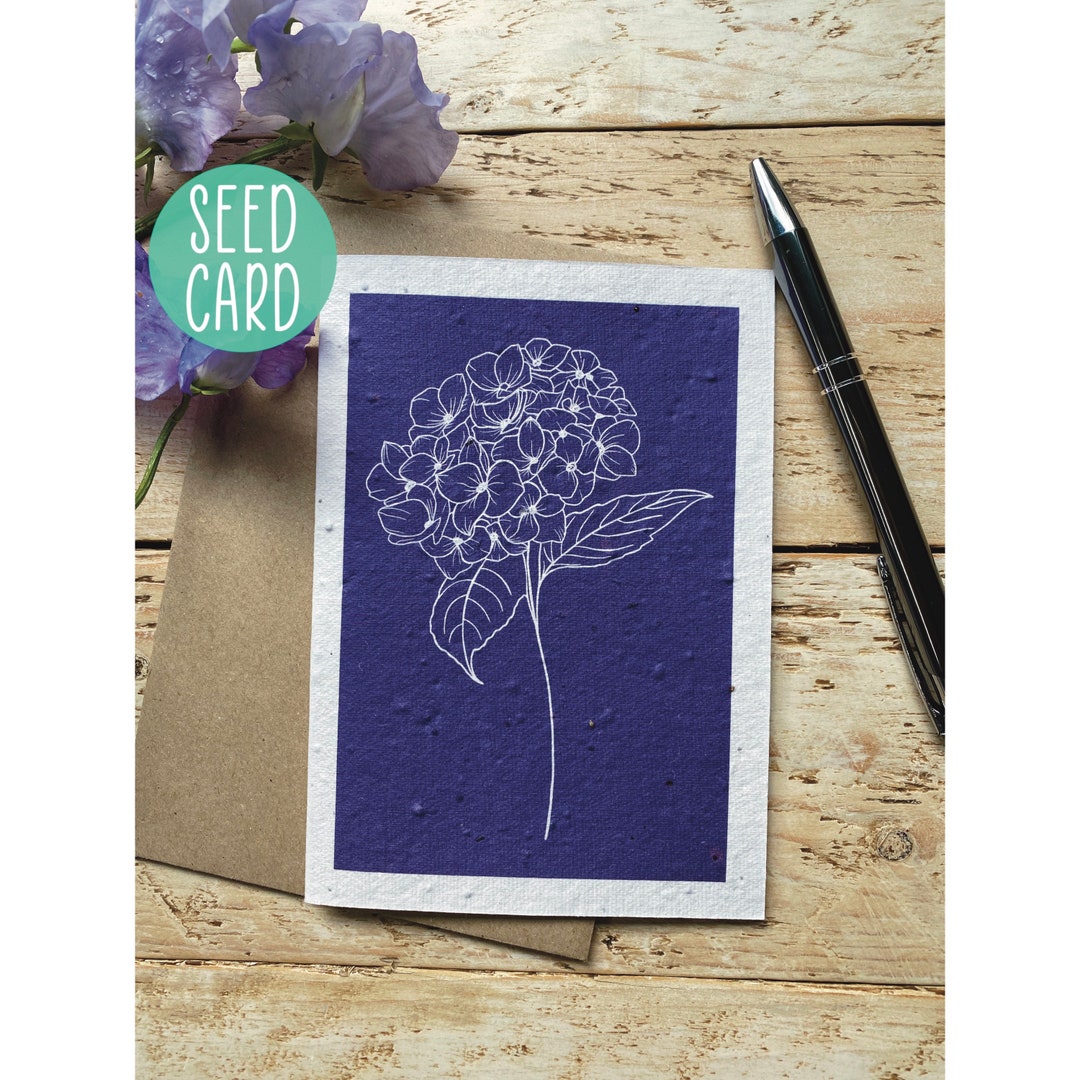 Compostable Card Plantable Seed Greeting Card | Hydrangea Card | Bee & Butterfly ...