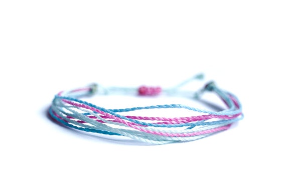 Bracelet Multi Cords, Waxed, Braided Polyester Cord, Beach, Pastel Hue. -   Canada