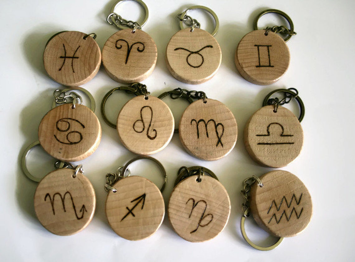 Zodiac keychains astrology keychain Zodiac Symbol Zodiac Etsy
