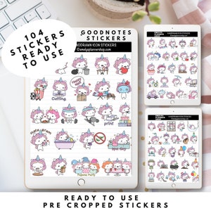Digitale stickers Goodnotes Eenhoornstickers Digitale planner PNG-clipart Voorgesneden stickers Leuke digitale stickers