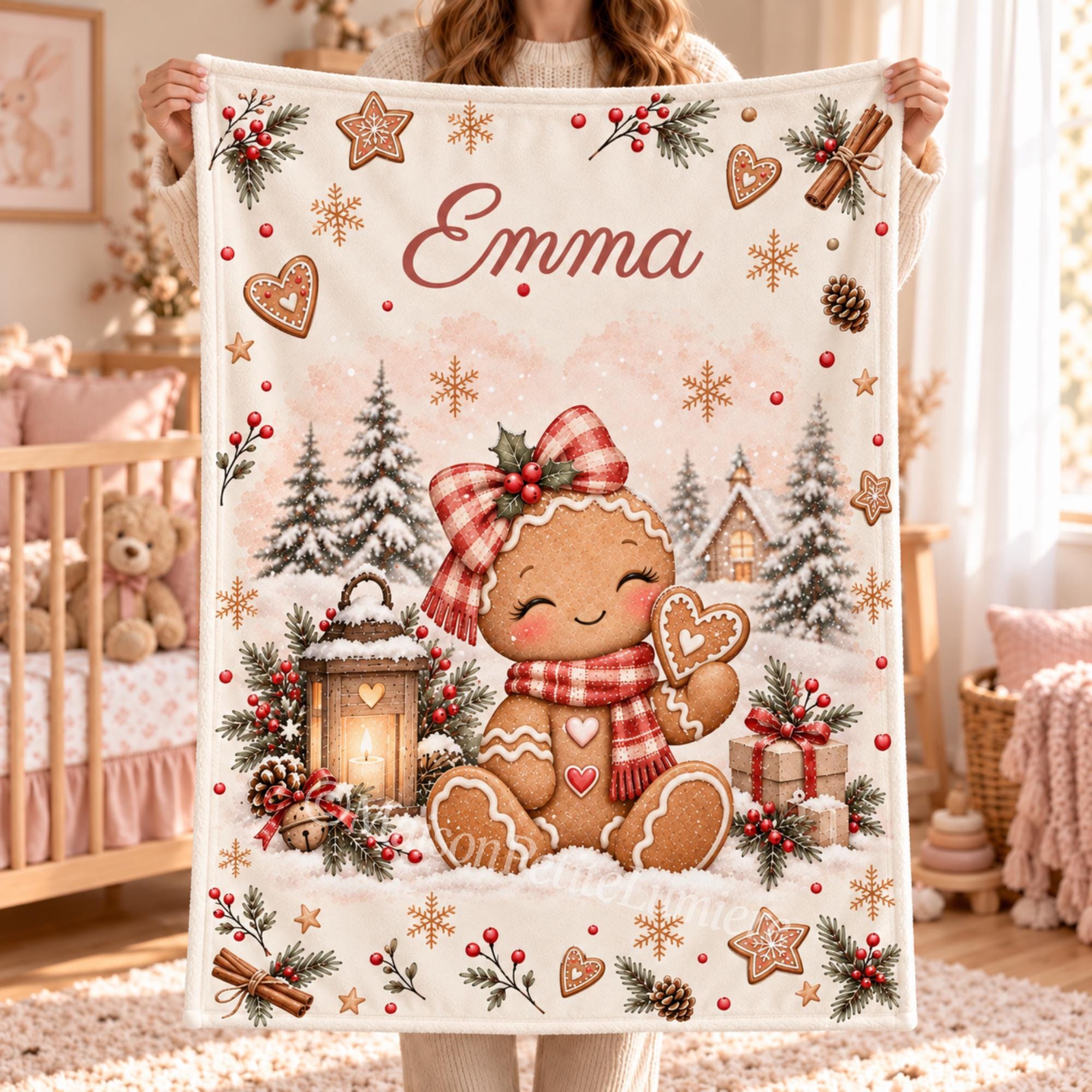 Personalized Gingerbread Girl Baby Blanket with name
