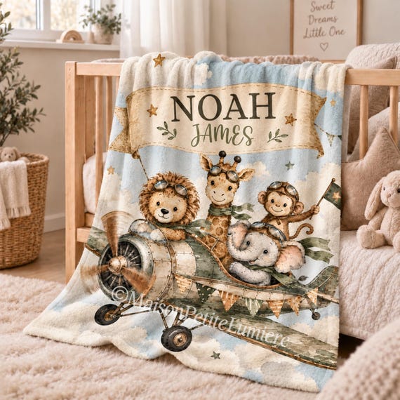Boys Safari Baby Blanket
