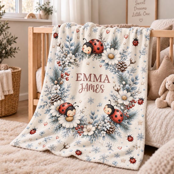 Winter Ladybug Baby Blanket