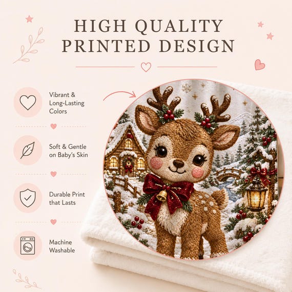 Christmas Reindeer Baby Blanket – photo 2