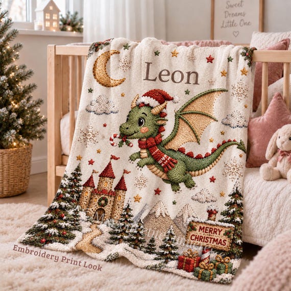 Christmas Dragon Baby Blanket