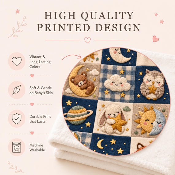 Celestial Sleepy Animals Baby Blanket – photo 4