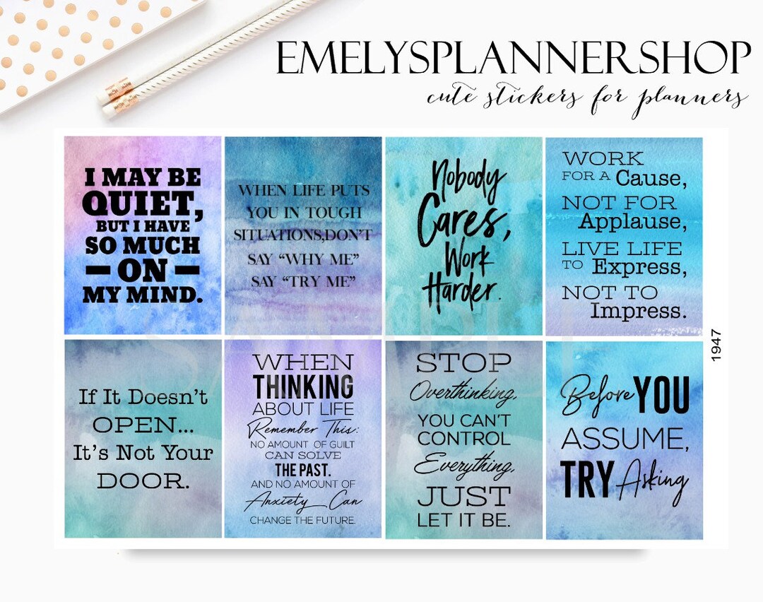 Motivational Quote Planner Stickers for Happy Planner and Erin Etsy