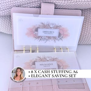 Cash Stuffing A6 Set – Floral Envelope Placeholders & Inserts | Laminated Vellum, Matte Finish | A6 Budget Binder, Savings Challenge