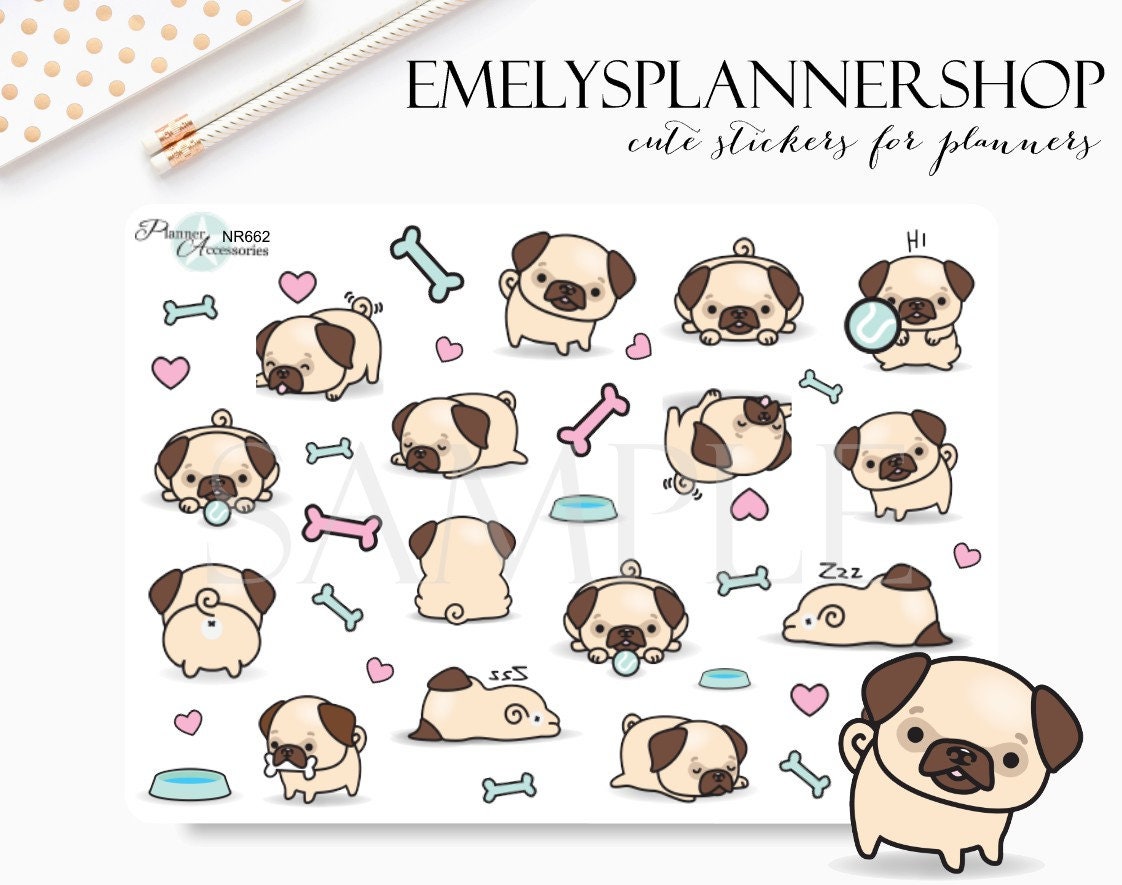 Cute Kawaii stickers for bullet journal or planners Kawaii dog sticker sheet Korean and Japanese stickers