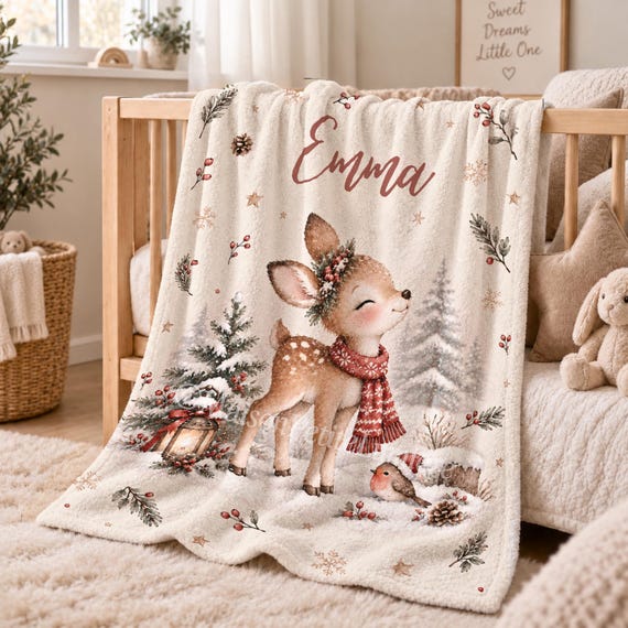 Winter Deer Baby Blanket