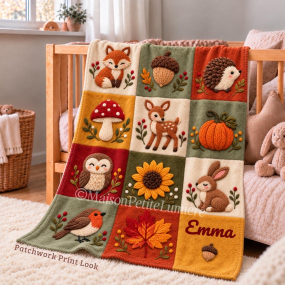 Autumn Woodland Baby Blanket