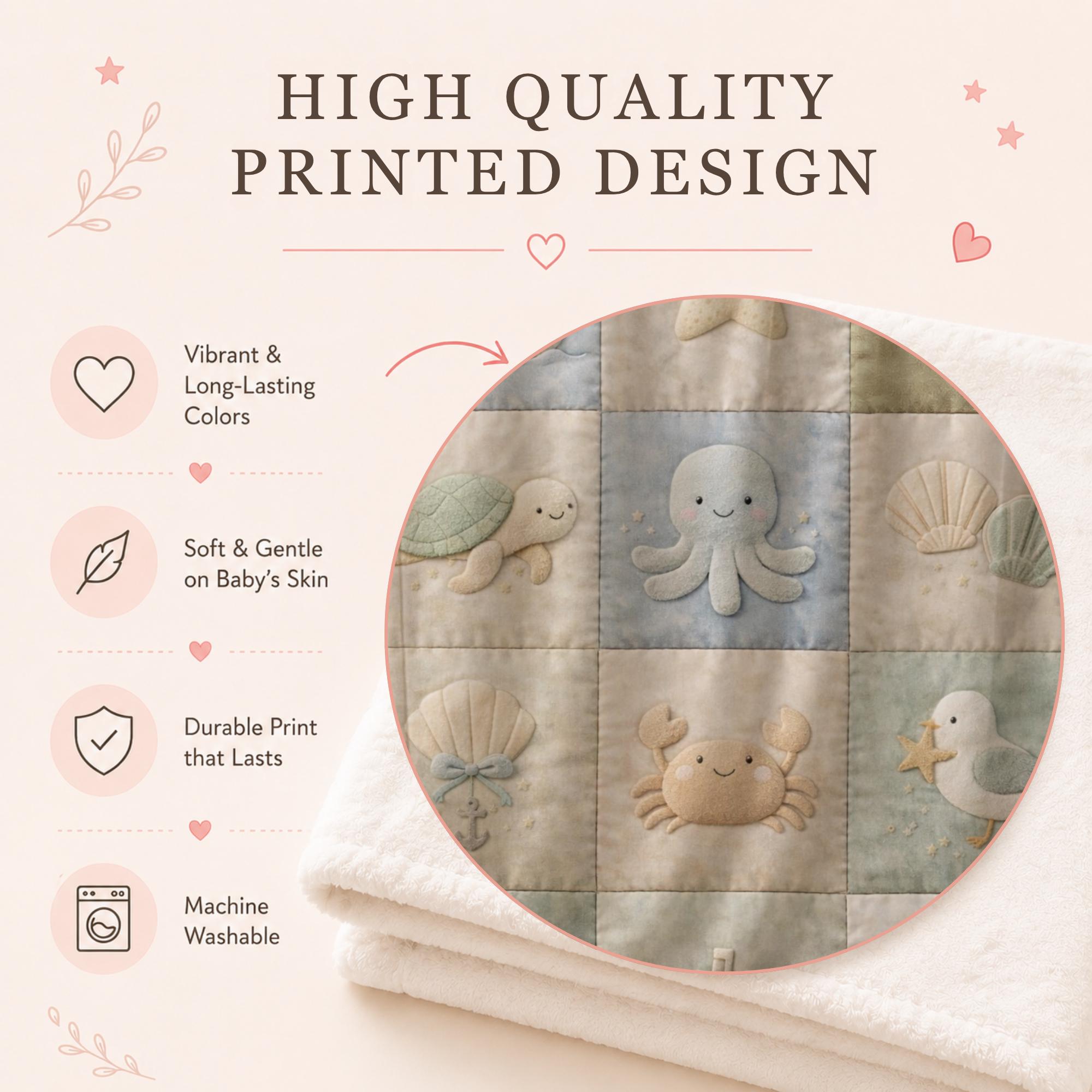Personalized Ocean Baby Blanket With Name, Under the Sea Patchwork ...