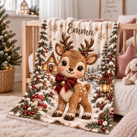 Christmas Reindeer Baby Blanket