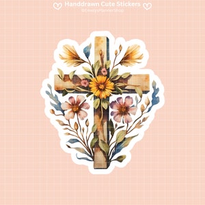 Flower cross sticker bible faith pack religious decal christian label inspirational verse vinyl scripture magnets bible verse sticker jesus