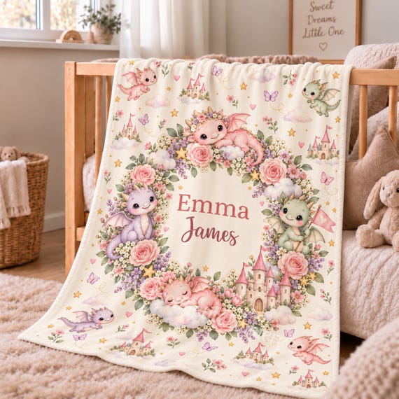 Pink Dragon Baby Blanket