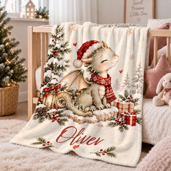 Christmas Dragon Baby Blanket