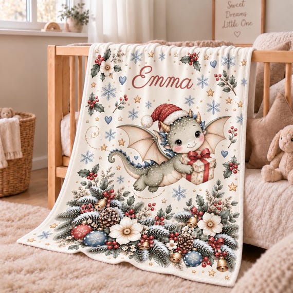 Christmas Dragon Baby Blanket