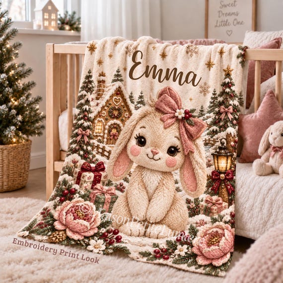 Christmas Bunny Baby Blanket