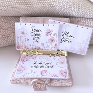 A6 Dashboardset 3-delige bloemencitaatkaarten gelamineerd en geperforeerd decor voor ringplanner Handgemaakte plannerverdeler EPS 001