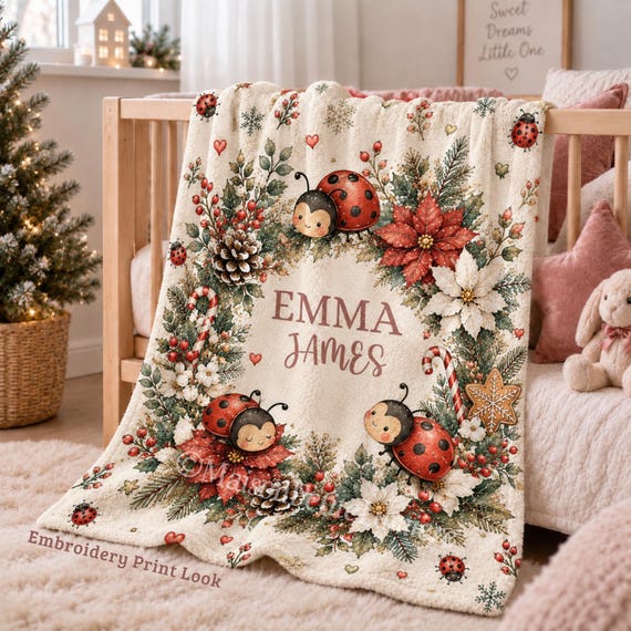 Christmas Ladybug Baby Blanket