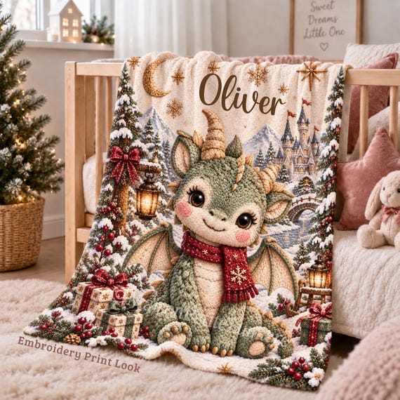 Christmas Dragon Baby Blanket