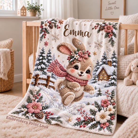 Winter Bunny Baby Blanket