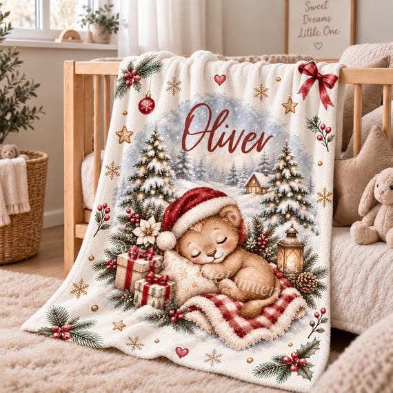 Christmas Lion Baby Blanket