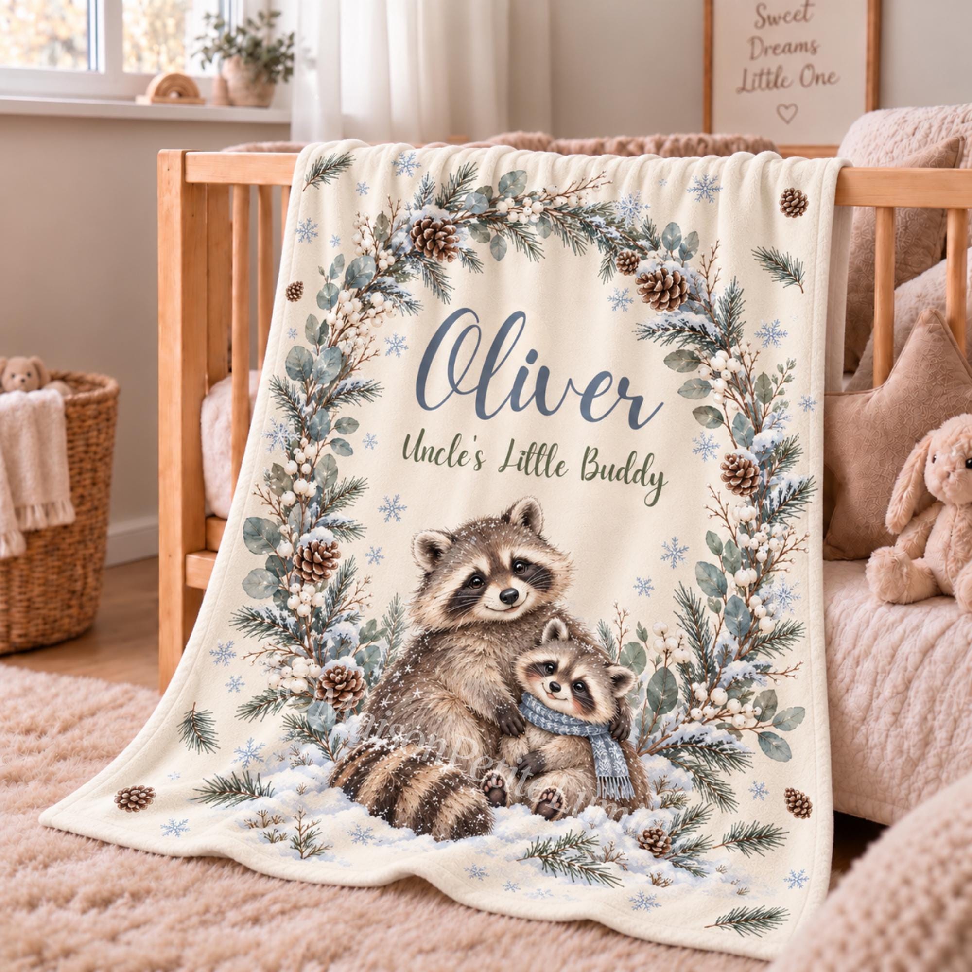 Personalized Raccoon Baby Blanket with name