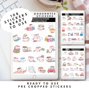 Digital Stickers Goodnotes Marshmallow Stickers Digital Planner PNG Clipart Precropped Stickers Cute Digital Stickers