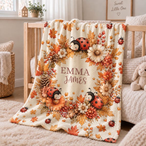 Autumn Ladybug Baby Blanket