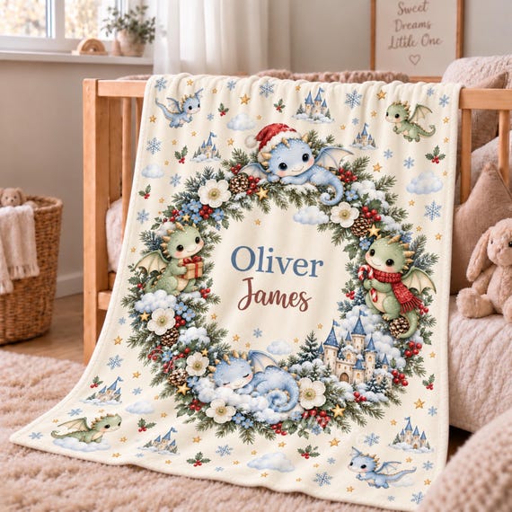 Christmas Dragon Baby Blanket