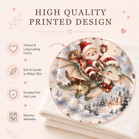 Santa Riding a Dragon Baby Blanket – photo 2