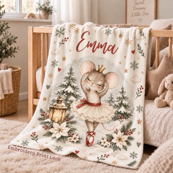 Ballerina Mouse Baby Blanket