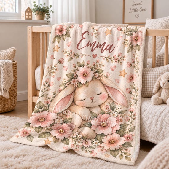 Floral Bunny Baby Blanket