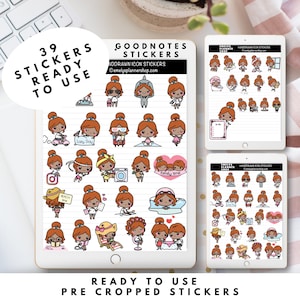 Digital Stickers Goodnotes Black Girl Digital Stickers Digital Planner PNG Clipart Precropped Stickers Cute Digital Sticker Pack