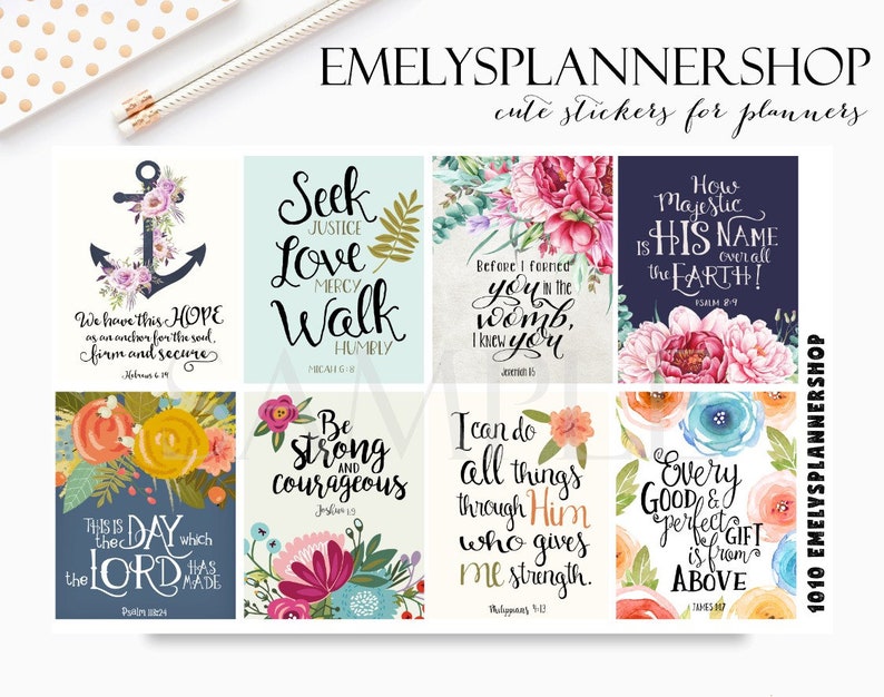 Bible Verse Planner Stickers Christian Sticker Bujo Sticker image 0