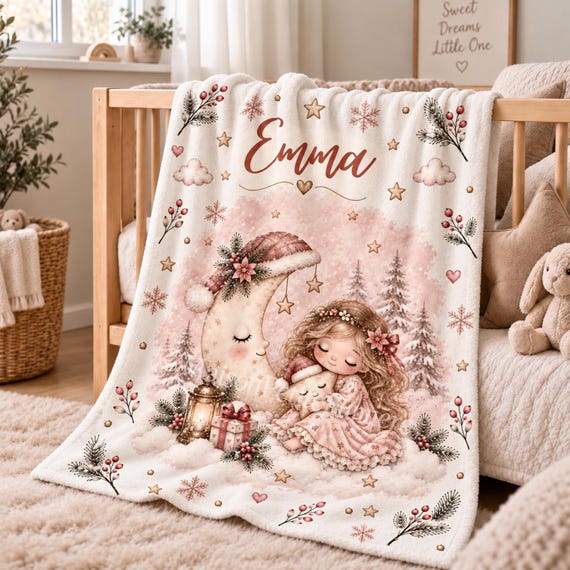 Sleepy Moon Girl Baby Blanket