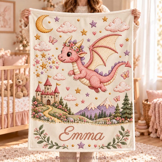 Pink Dragon Baby Blanket