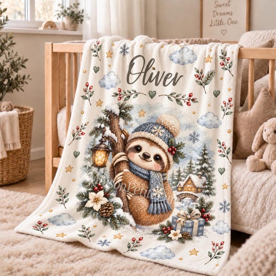 Winter Sloth Baby Blanket